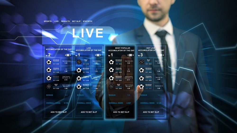 Futuristic,gambling,concept.,cropped,shot,of,young,businessman,placing,bets