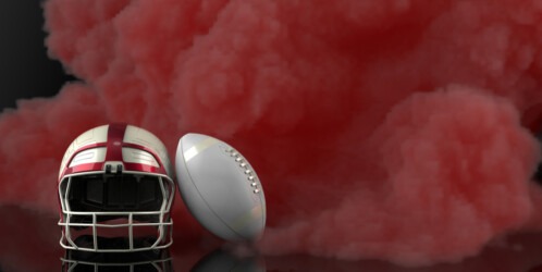American,football,white Red,helmet,and,white,ball,with,dark,red