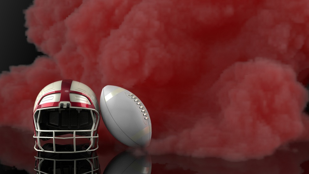 American,football,white Red,helmet,and,white,ball,with,dark,red