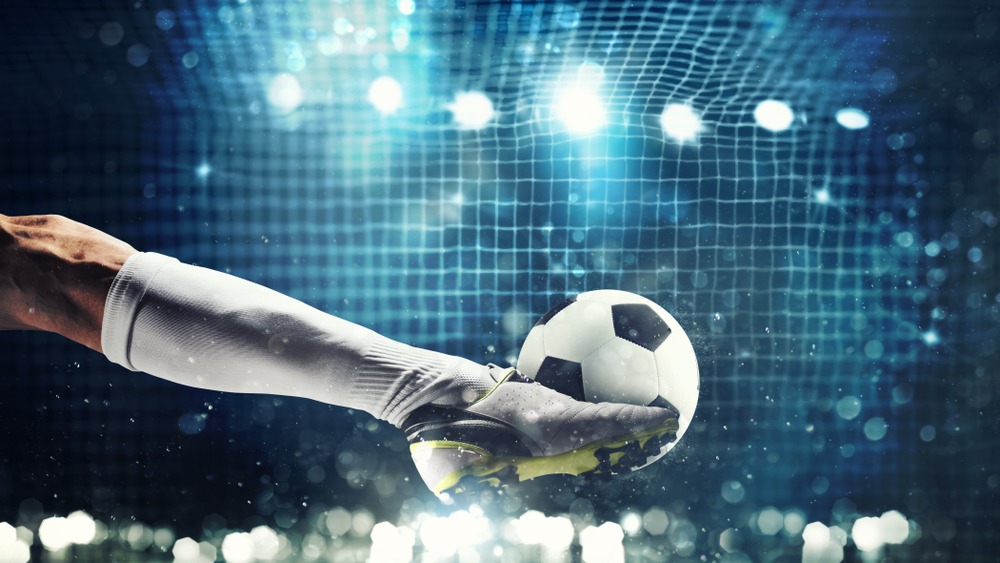 Close,up,of,a,soccer,striker,ready,to,kicks,the