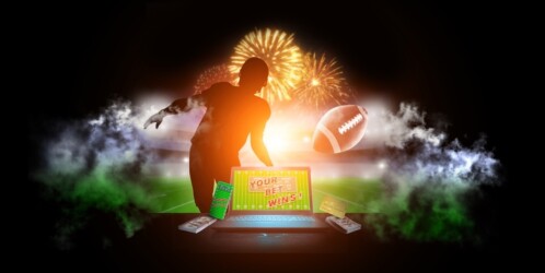 Online,sports,betting,concept.,american,football.,3d,illustration