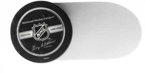 Motala,,sweden ,8,february,2022:,official,game,puck,from,nhl,
