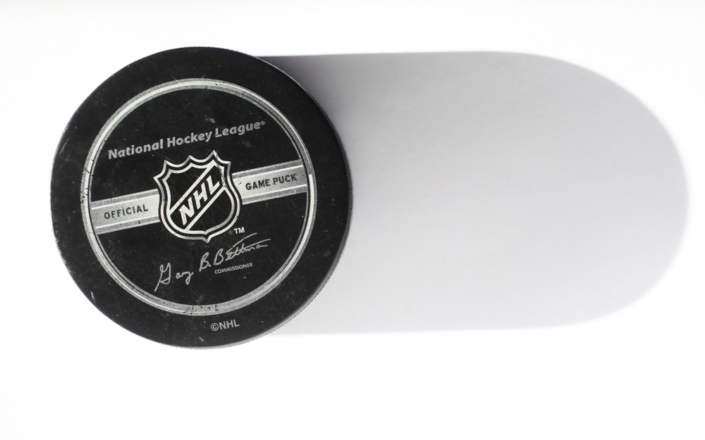 Motala,,sweden ,8,february,2022:,official,game,puck,from,nhl,