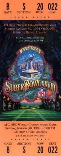 Superbowl 28 Ticket
