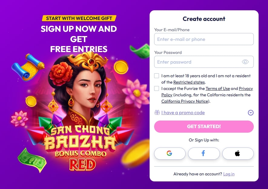 Funrize Sign Up