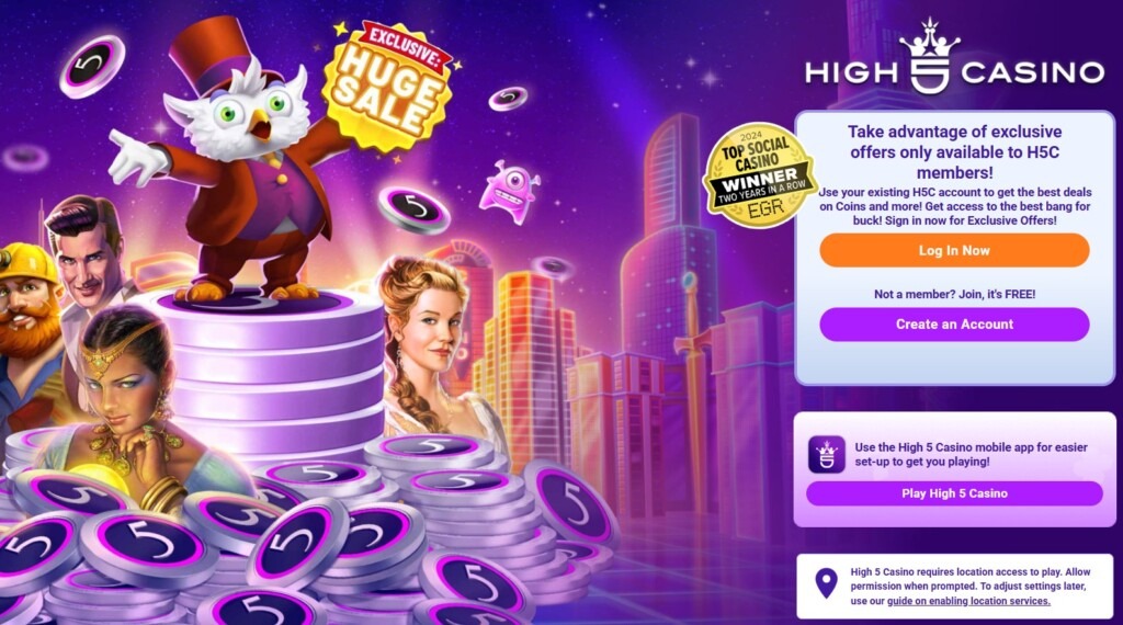 High5 Casino Homepage Image