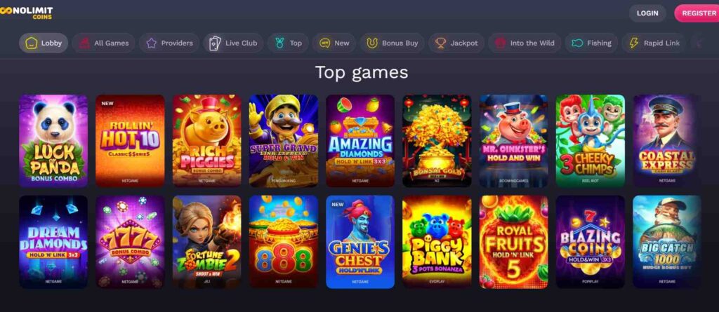 Nolimitcoins Game Page