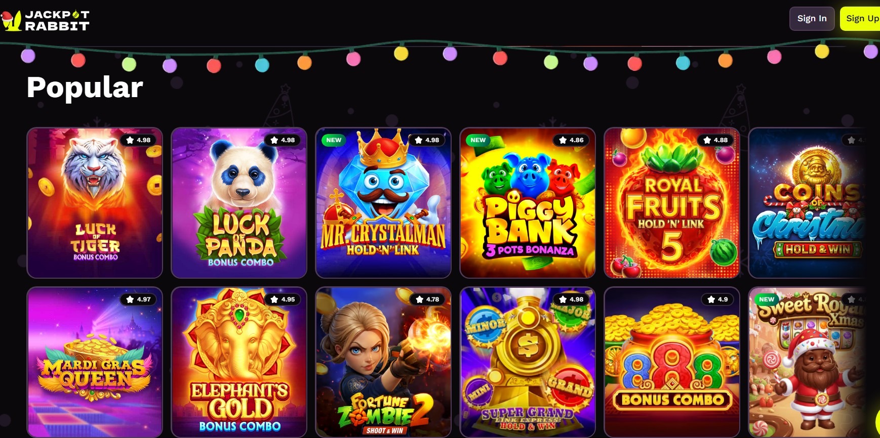 Jackpotrabbit Game Page