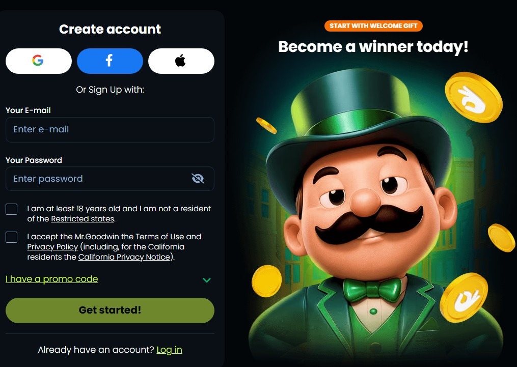 Mrgoodwin Sign Up Page