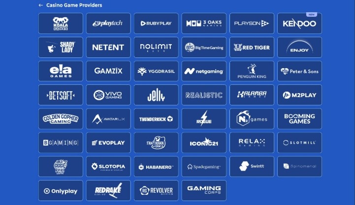 Spinblitz Casino Game Providers