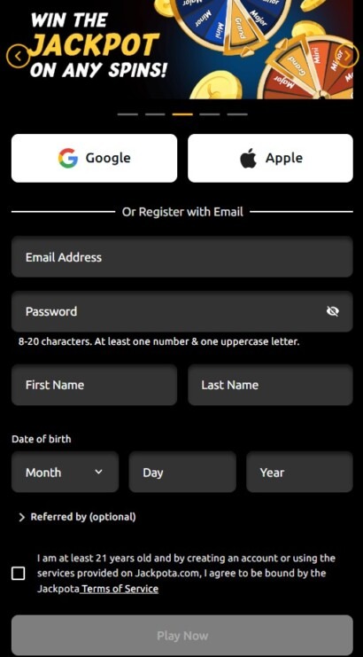 Jackpota Sign Up