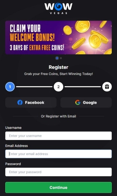 Wow Vegas Sign Up