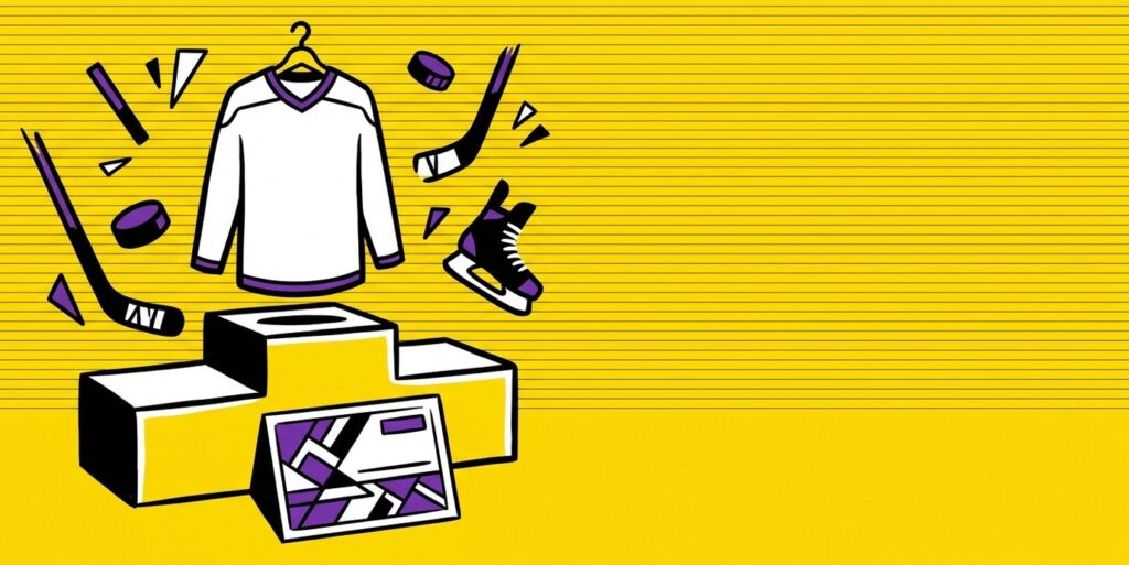 Comic pop-art hockey draft podium illustration for 2026 NHL Draft