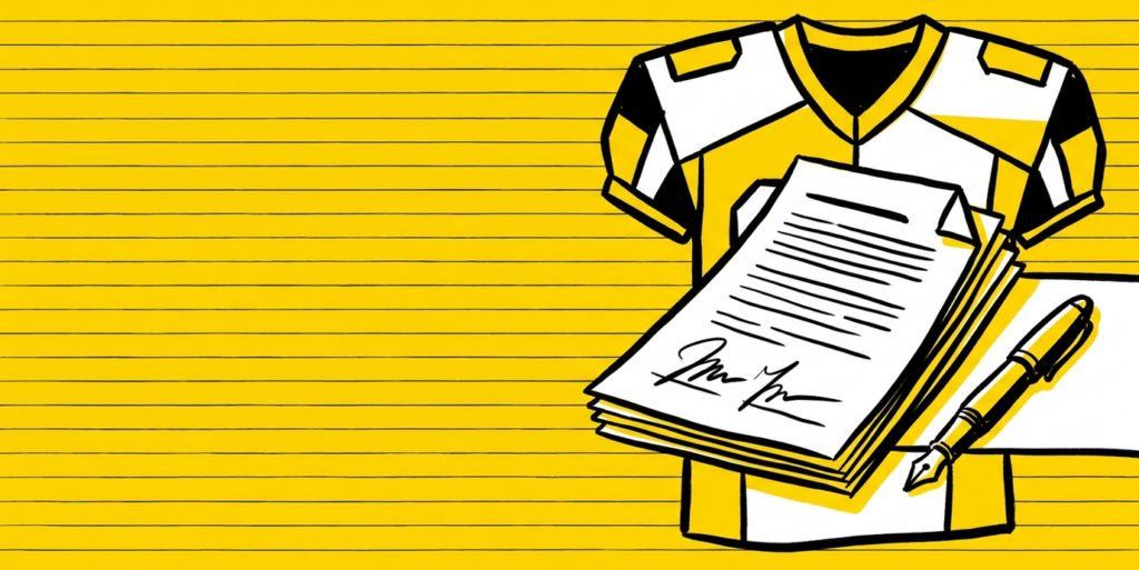 Contract and pen illustration representing rookie signing