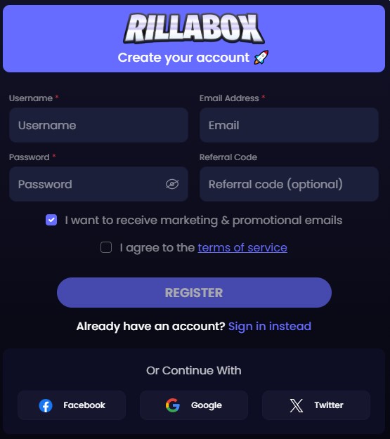 Rillabox Signup Lines