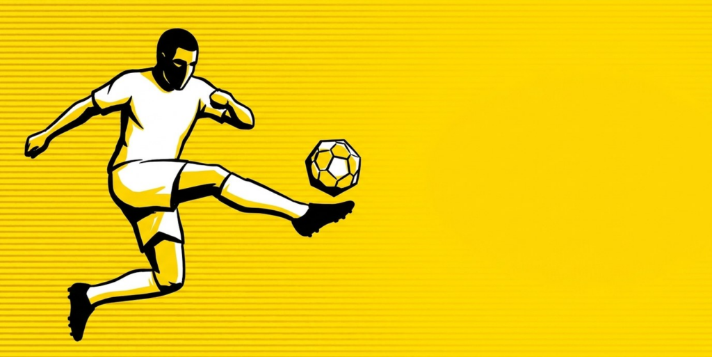 Stylized soccer player illustration for 2026 World Cup matchday coverage
