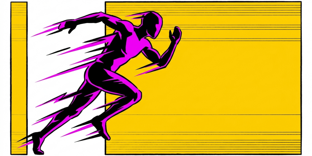 Comic pop-art illustration of a player figure in motion representing a roster move