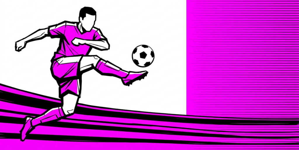 Pop-art illustration of an anonymous soccer player striking a ball for a 2026 World Cup semifinal preview