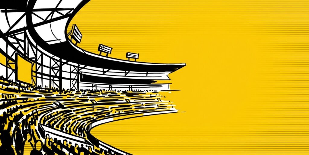 Stylized illustration of a stadium interior for the 2026 MLB All-Star Game